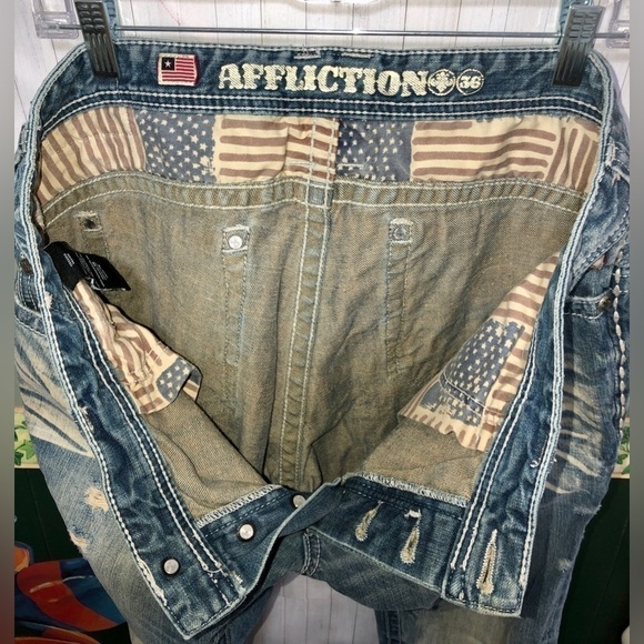 👻Affliction American Custom distressed denim jeans - Picture 10 of 16